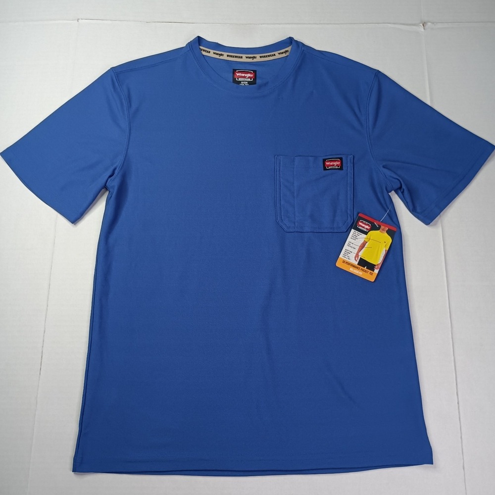 Wrangler Workwear T-Shirt‎ Tee Men's S (34-36) Blue Relaxed Fit Pocket UPF 40